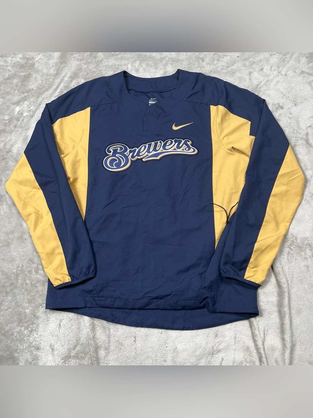 Vintage Nike Milwaukee Brewers Windbreaker Mens M Blue Pullover Jacket Baseball